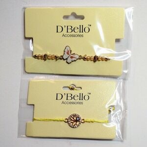 D'Bello Accessories Butterfly and Tree of Life Evil Eye Cord Bracelet Set 2pc
